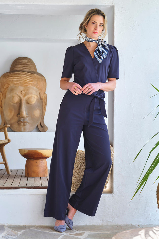 Mi Piace Travel Jumpsuit Wrap Navy 202839 Stretchshop.nl