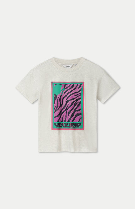 POM Amsterdam T-shirt Animal Grey SP9445 Stretchshop.nl