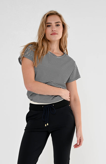 Travel Top Cerise Black Stripe