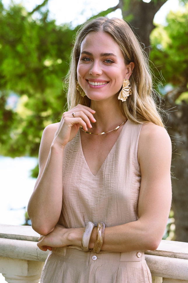 EsQualo Top Light Crinkle Sand HS26.14215 Stretchshop.nl