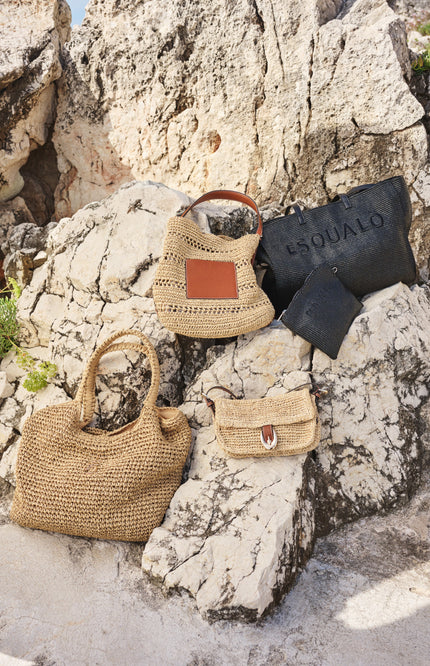 EsQualo Tas Crochet Shopper Sand HS26.38203 Stretchshop.nl