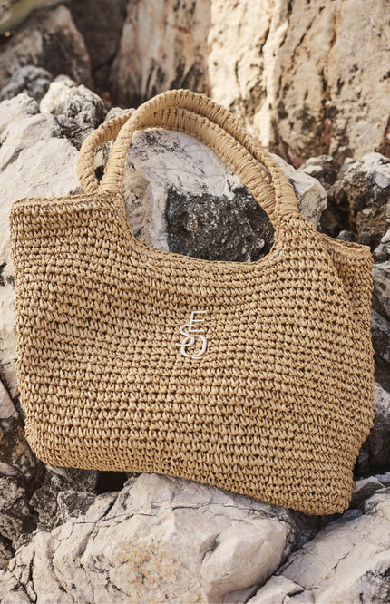 EsQualo Tas Crochet Shopper Sand HS26.38203 Stretchshop.nl