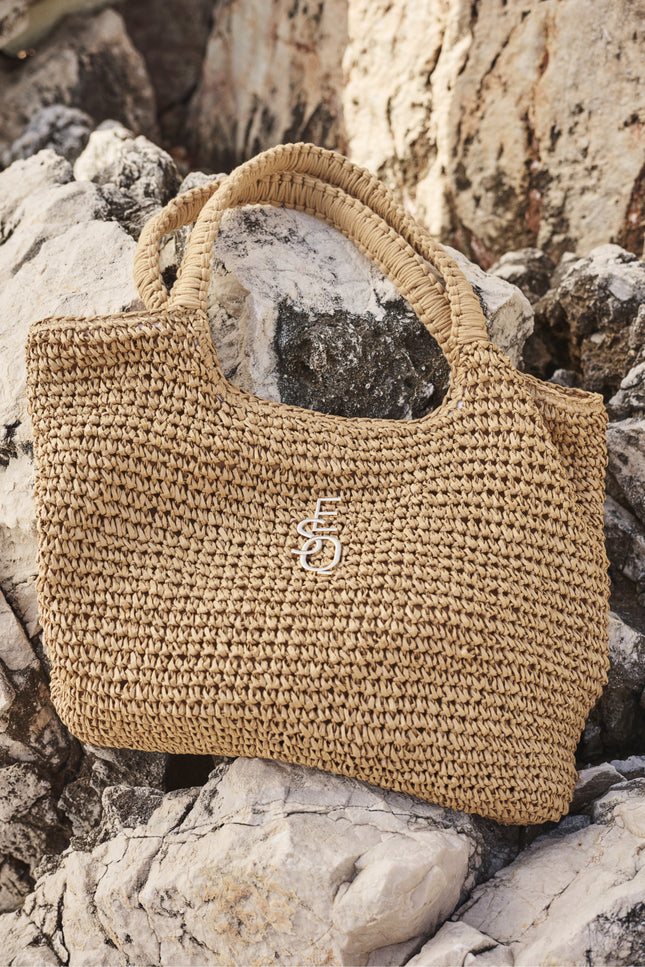 EsQualo Tas Crochet Shopper Sand HS26.38203 Stretchshop.nl