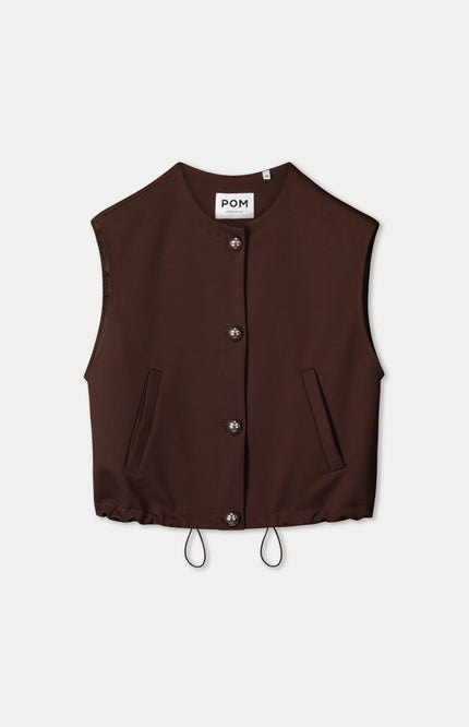 POM Amsterdam Gilet Gaya Chocolate Brown SP9711 Stretchshop.nl