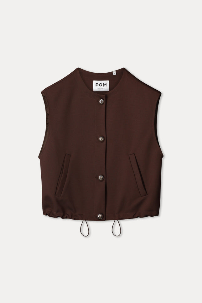 POM Amsterdam Gilet Gaya Chocolate Brown SP9711 Stretchshop.nl