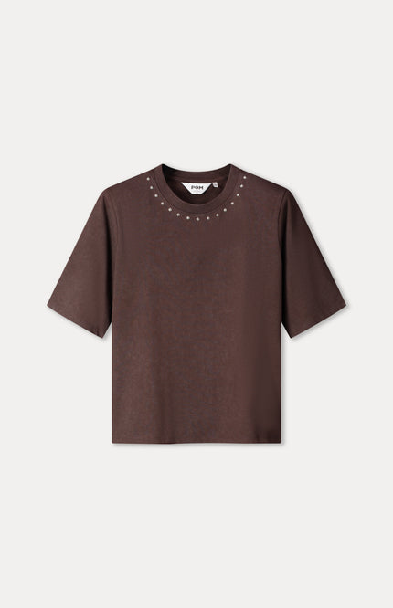 POM Amsterdam T-shirt Taylor Chocolate Brown SP9720 Stretchshop.nl