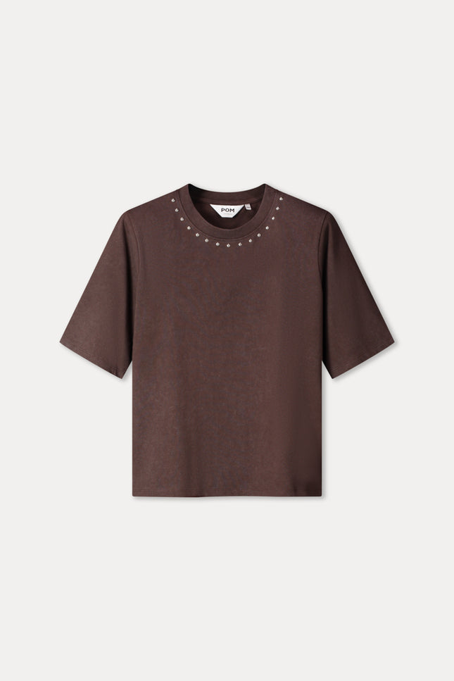 POM Amsterdam T-shirt Taylor Chocolate Brown SP9720 Stretchshop.nl
