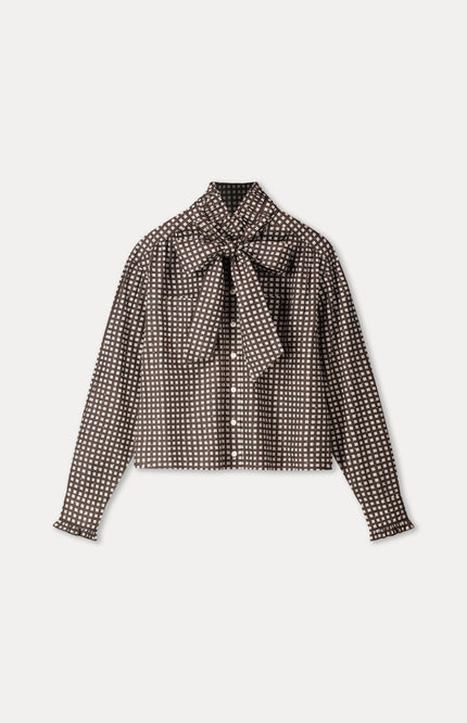 POM Amsterdam Blouse Noa Check Brown SP9732 Stretchshop.nl