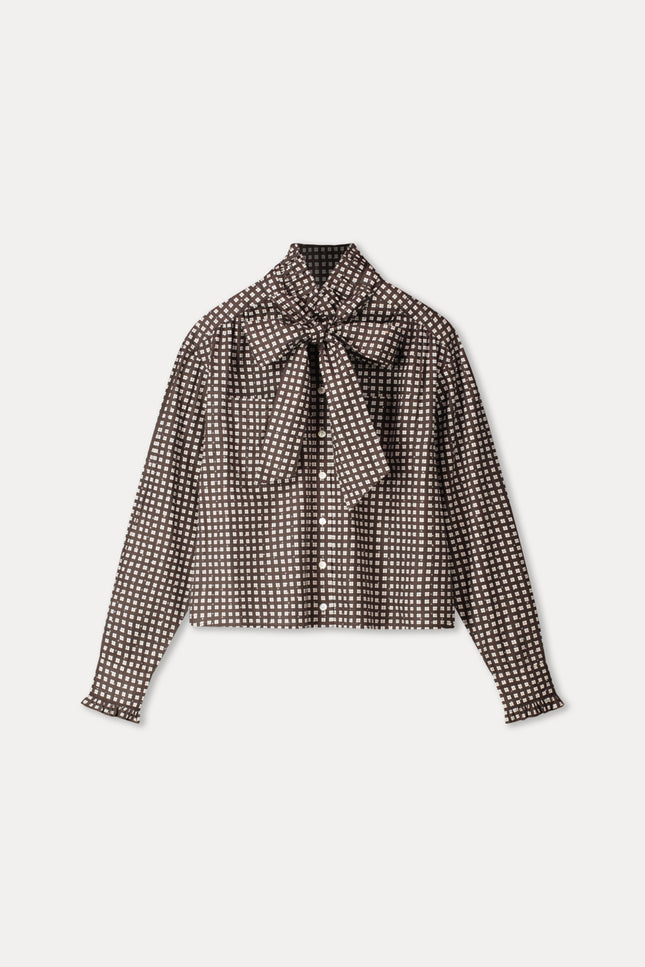 POM Amsterdam Blouse Noa Check Brown SP9732 Stretchshop.nl