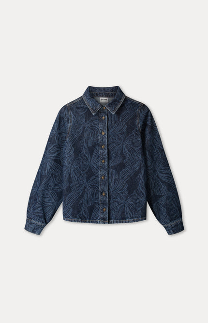 POM Amsterdam Blouse Yara Bows Mid Blue SP9736 Stretchshop.nl