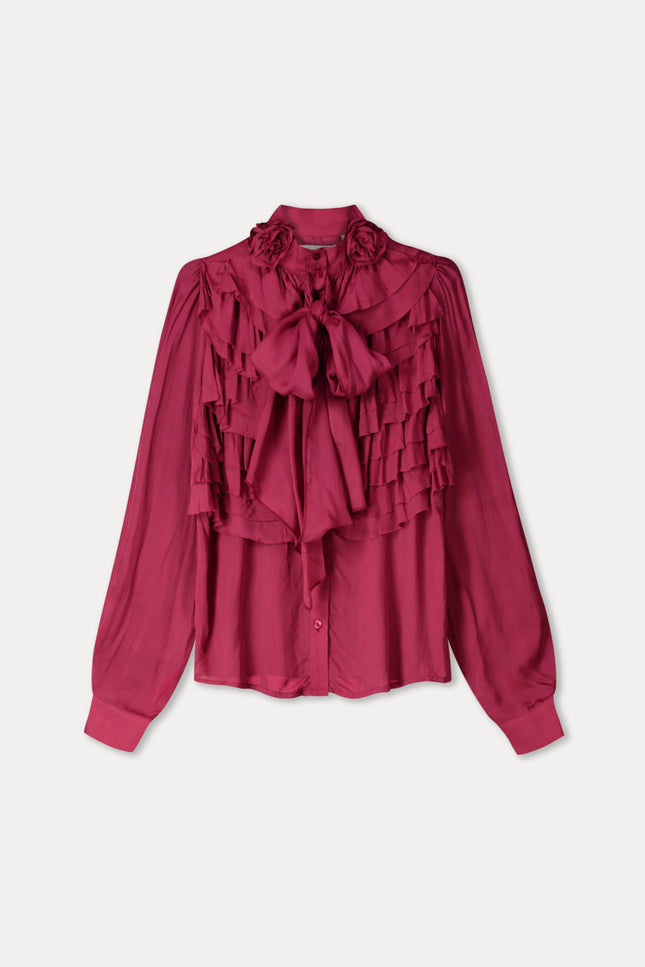 POM Amsterdam Blouse Valerie Burgundy Red SP9737 Stretchshop.nl