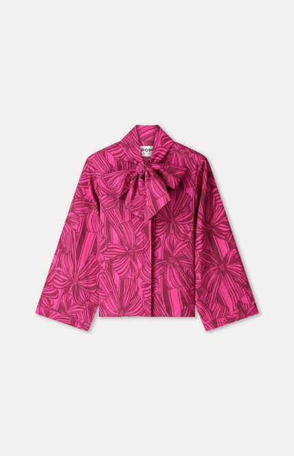 POM Amsterdam Blouse Sara Ribbon Pink SP9735 Stretchshop.nl