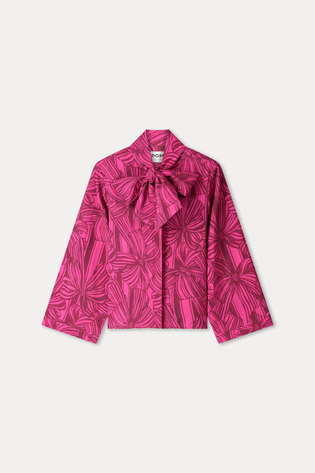 POM Amsterdam Blouse Sara Ribbon Pink SP9735 Stretchshop.nl