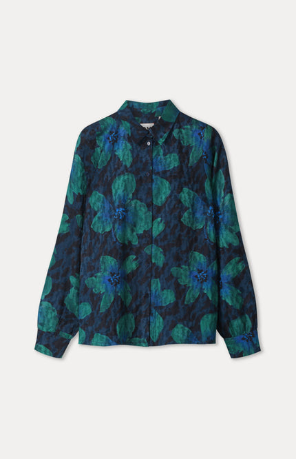 POM Amsterdam Blouse Mila Bloom Teal Green SP9794 Stretchshop.nl