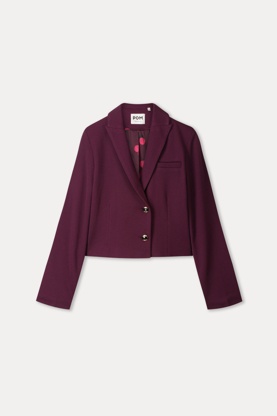 POM Amsterdam blazer Cassie in donker pruimkleur, stijlvolle damesblazer met moderne snit en elegante uitstraling.