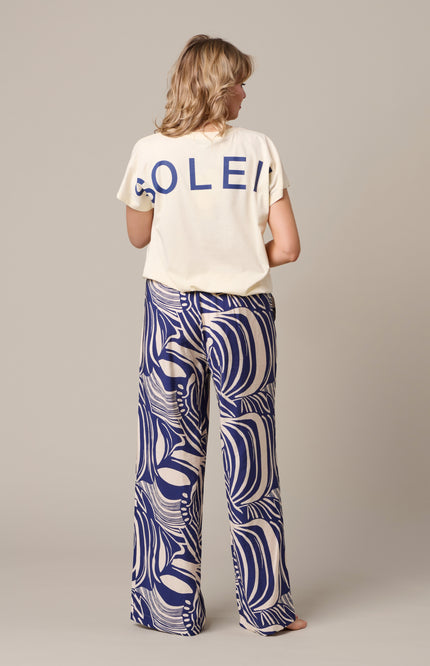 &Co woman Broek Nessy Weave Blue Multi PA449 Stretchshop.nl