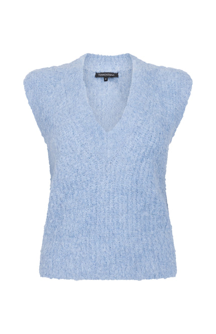 Trui Bouclé Sleeveless Moody Blue Melange C10-22-601