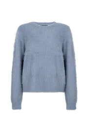 Donkere blauwe trui van Tramontana met een zachte, kleurrijke melange van feather yarn voor een comfortabele uitstraling.