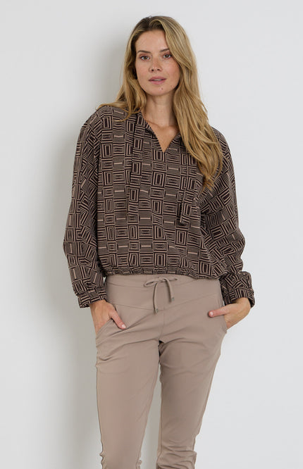 Travel Blouse Lisanne Espresso Taupe 264