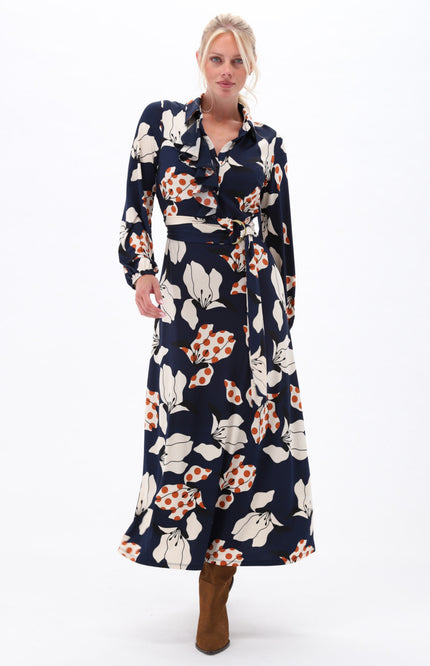 Jurk Maxi Met Ruche En Bloemenprint D300-P151