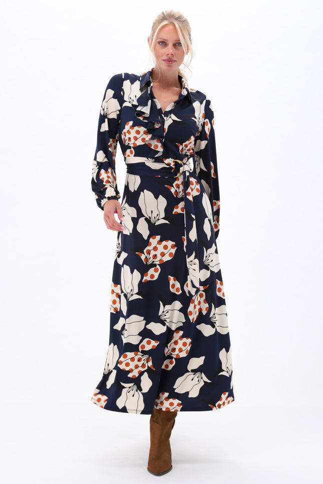 Jurk Maxi Met Ruche En Bloemenprint D300-P151
