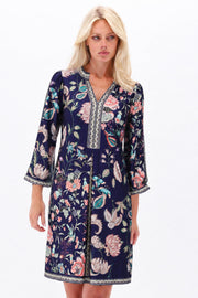 K-design bloemenprint jurk met V-hals en korte mouwen, licht en comfortabel model voor casual of zomerse gelegenheden