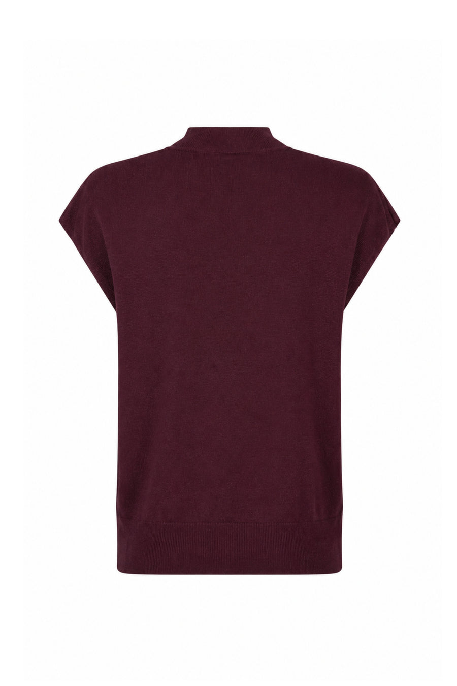 Zoso Marlies Bordeaux trui met lange mouwen en ronde hals, getoond op een model.