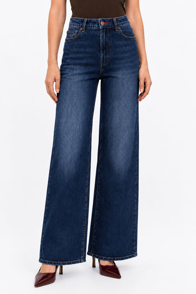 Jeans Met Strass Blue Denim D702L