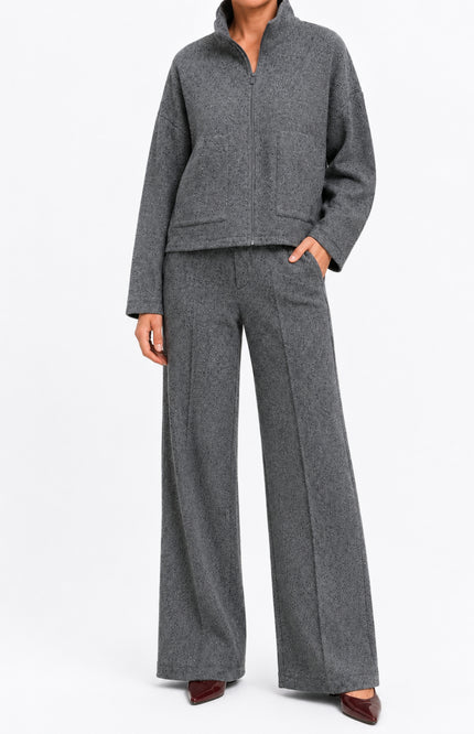 Broek Met Spikkel Motief Dark Grey Melange D416L