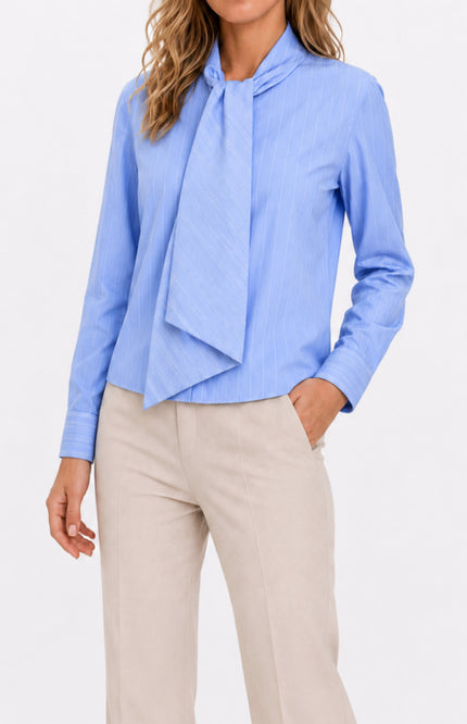 Blouse Met Strikdas Blue D793L