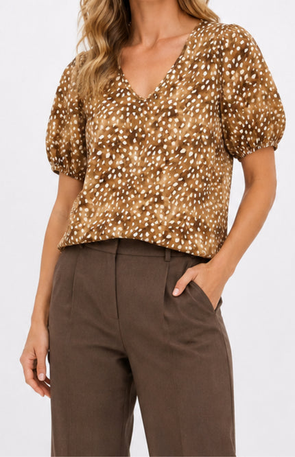 Blouse Bambi Print Camel 183626
