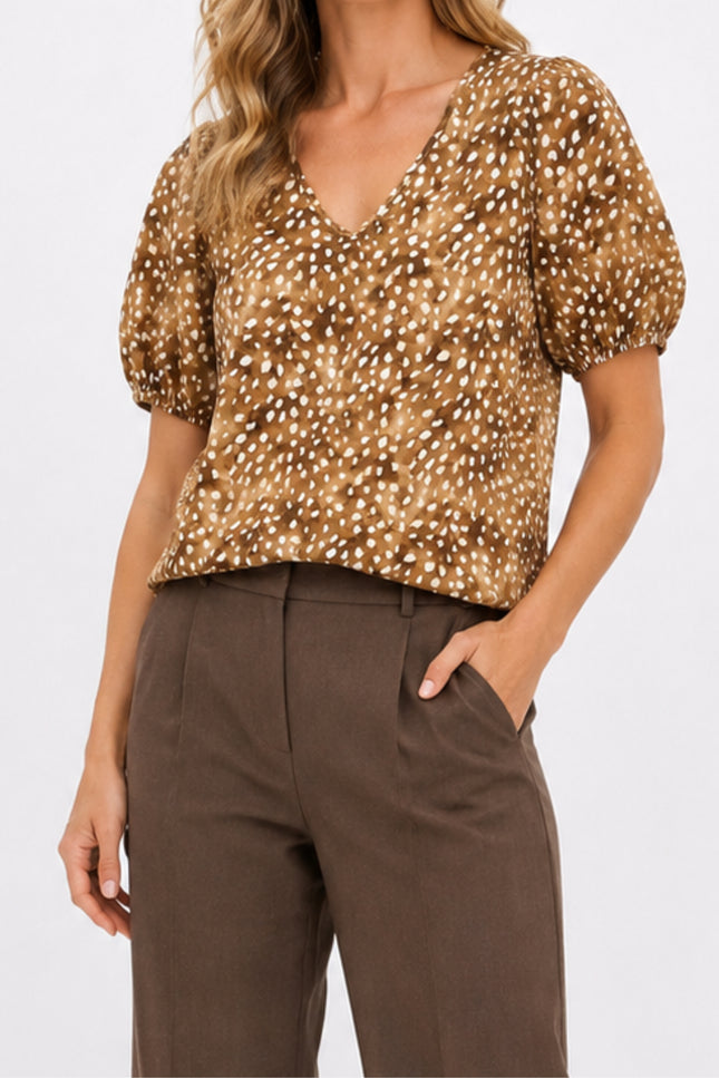 Blouse Bambi Print Camel 183626