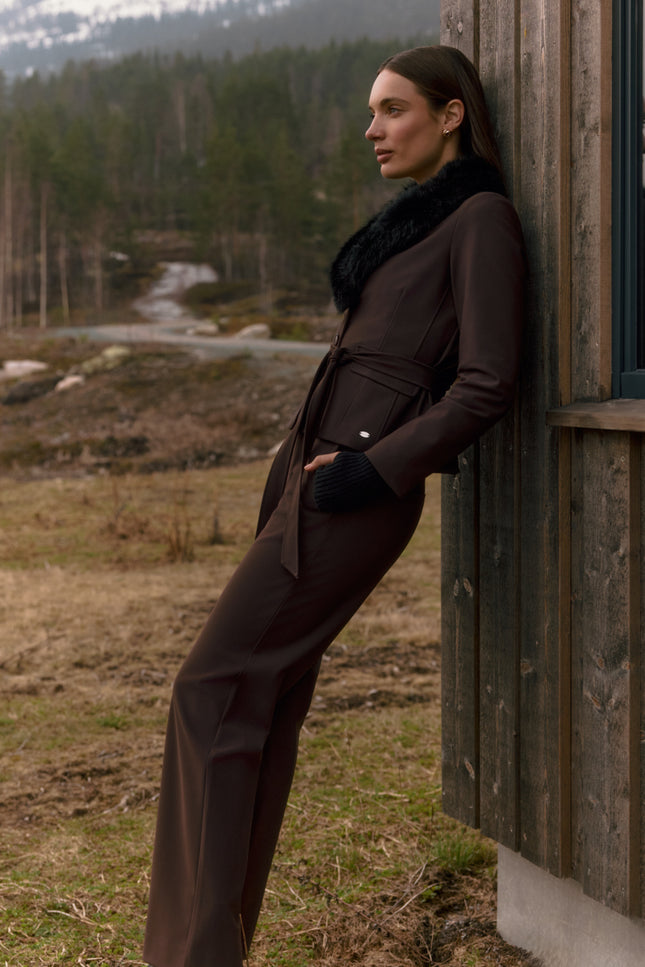 Bonded Travel Broek Milana Dark Brown L14-775-3528