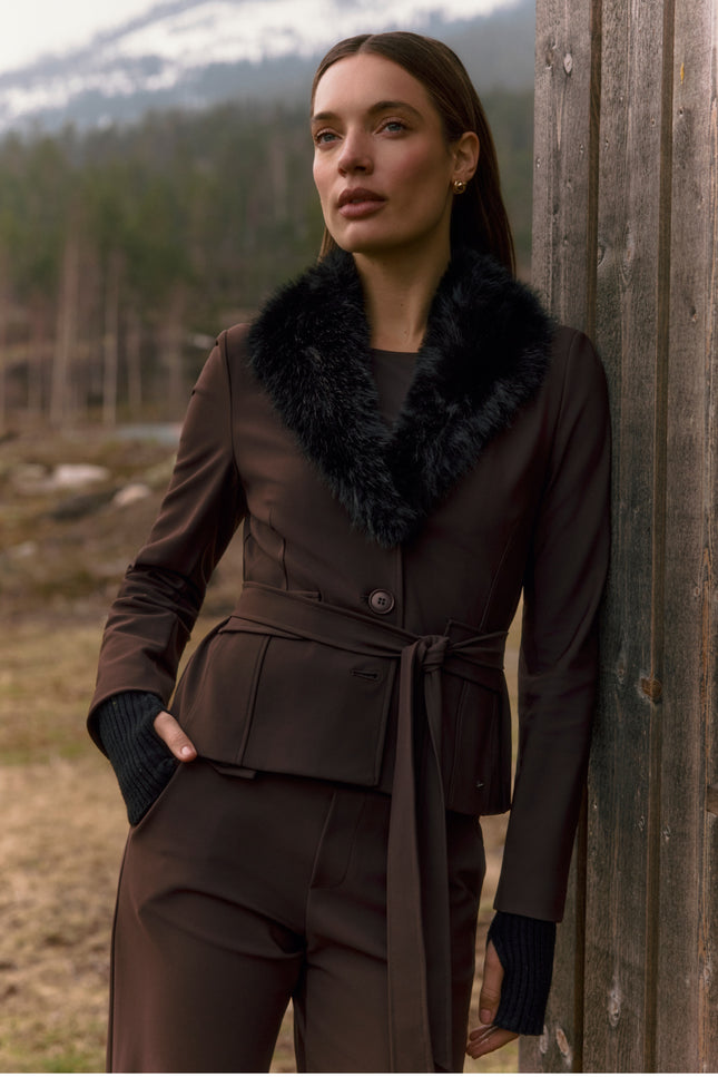 Bonded Travel Jacket Dena Dark Brown L46-775-3529