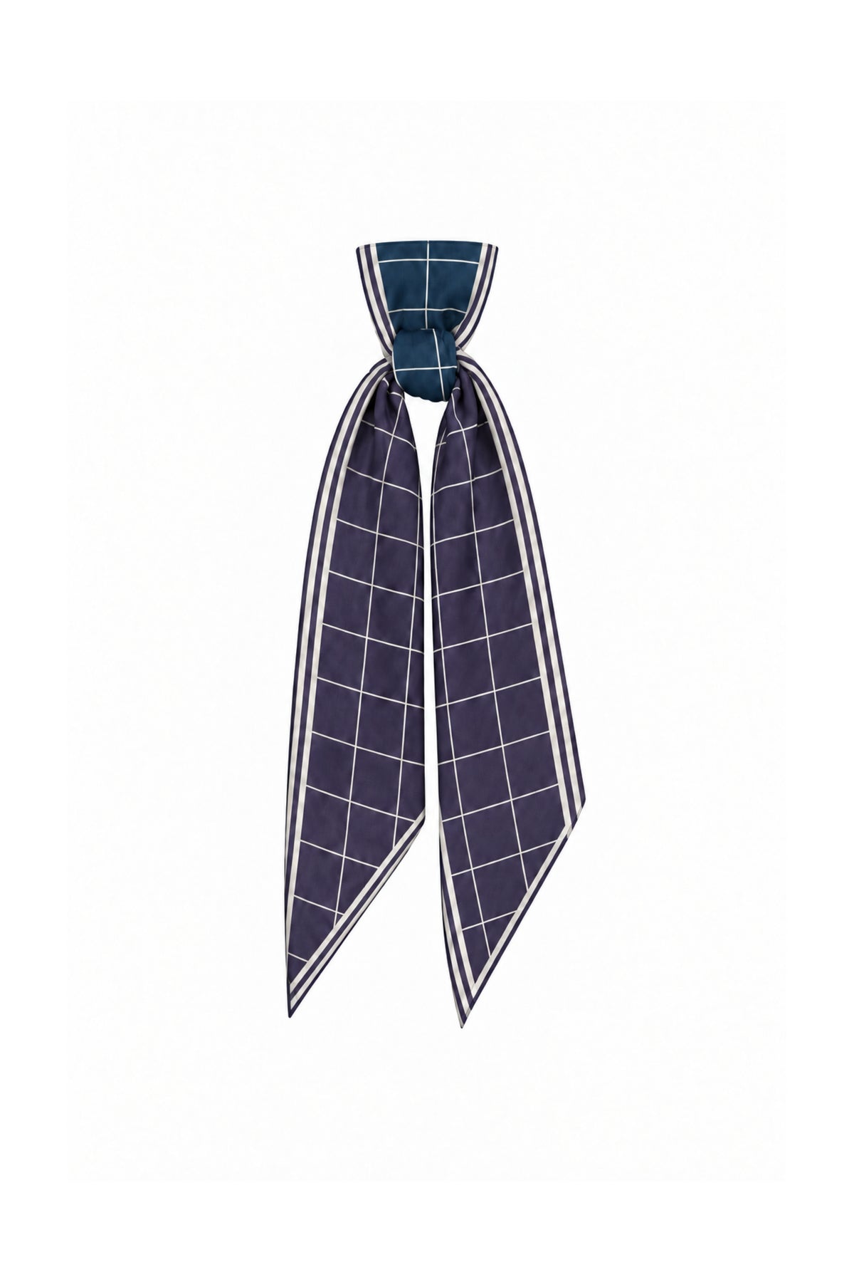 Zwarte en paarse ruit sjaal van Mi Piace met clean check patroon, zacht en stijlvol accessoire voor dames.