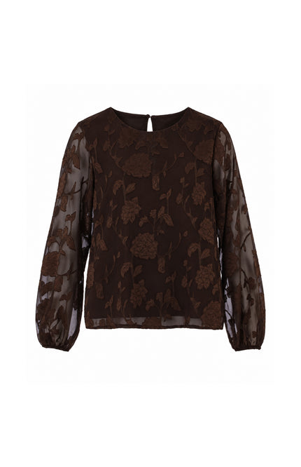 Top Dubbel Ballon Mouw Bruin 127685