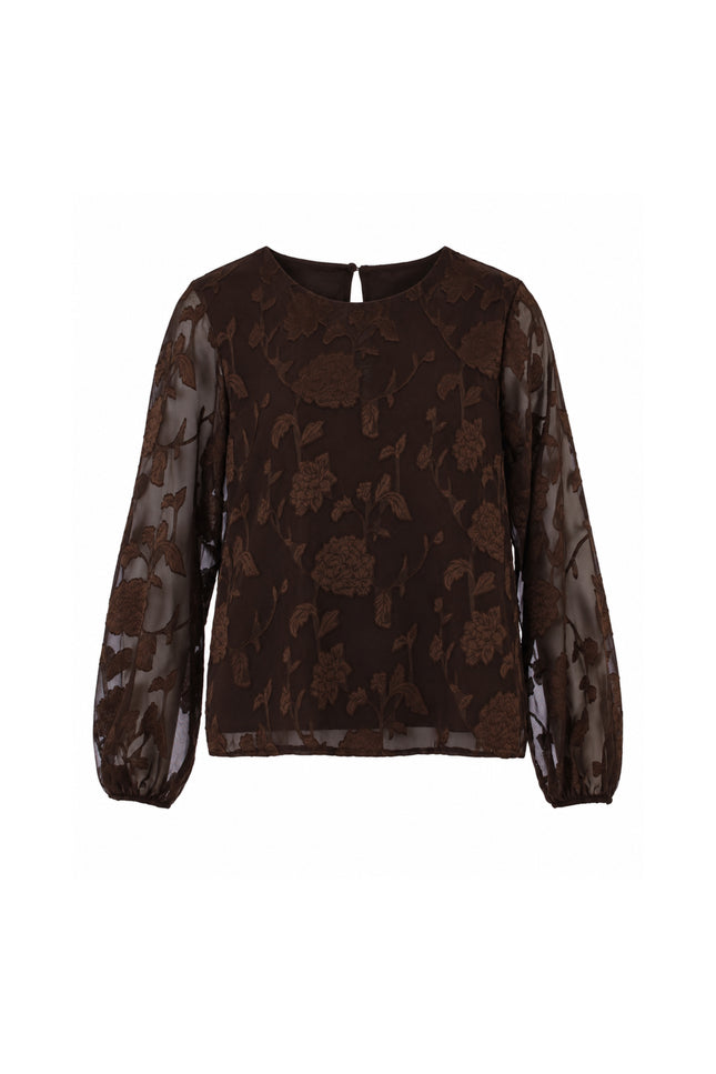 Top Dubbel Ballon Mouw Bruin 127685