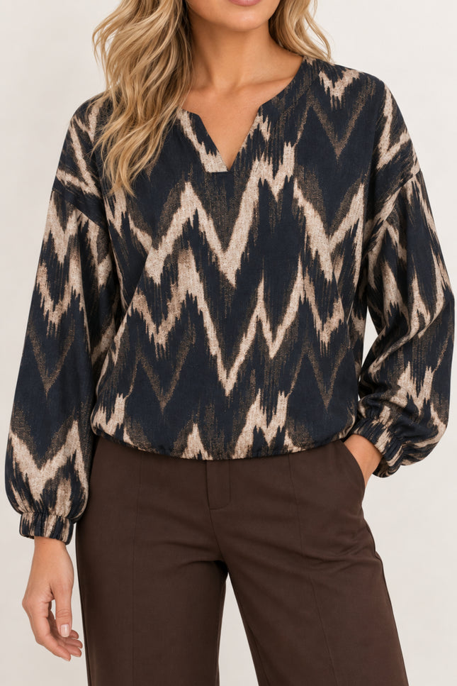 Blouse Grafische Print Navy 156868