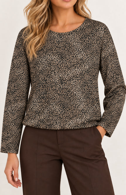 Sweater Cosy Dierenprint Taupe 183623