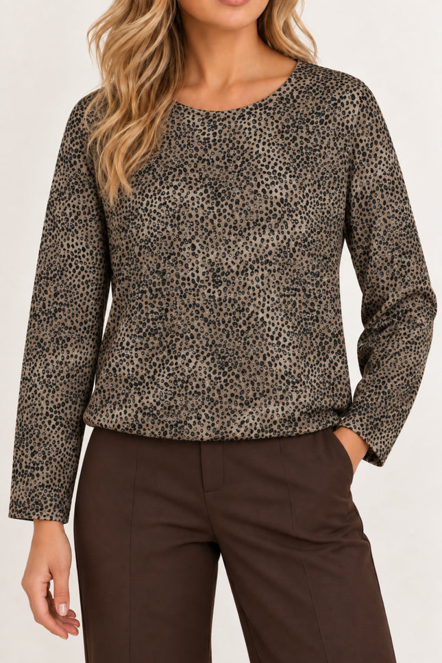 Sweater Cosy Dierenprint Taupe 183623