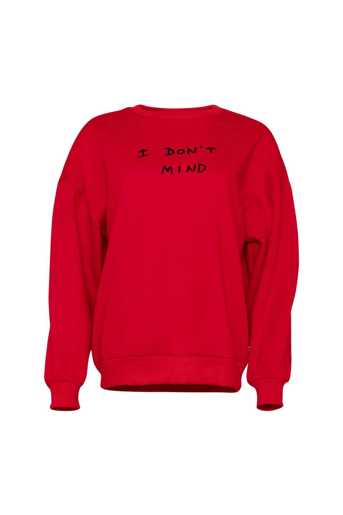 Rode Pandora-sweater van Maicazz & Zizo met zachte stof en ronde hals, gedragen door een model.
