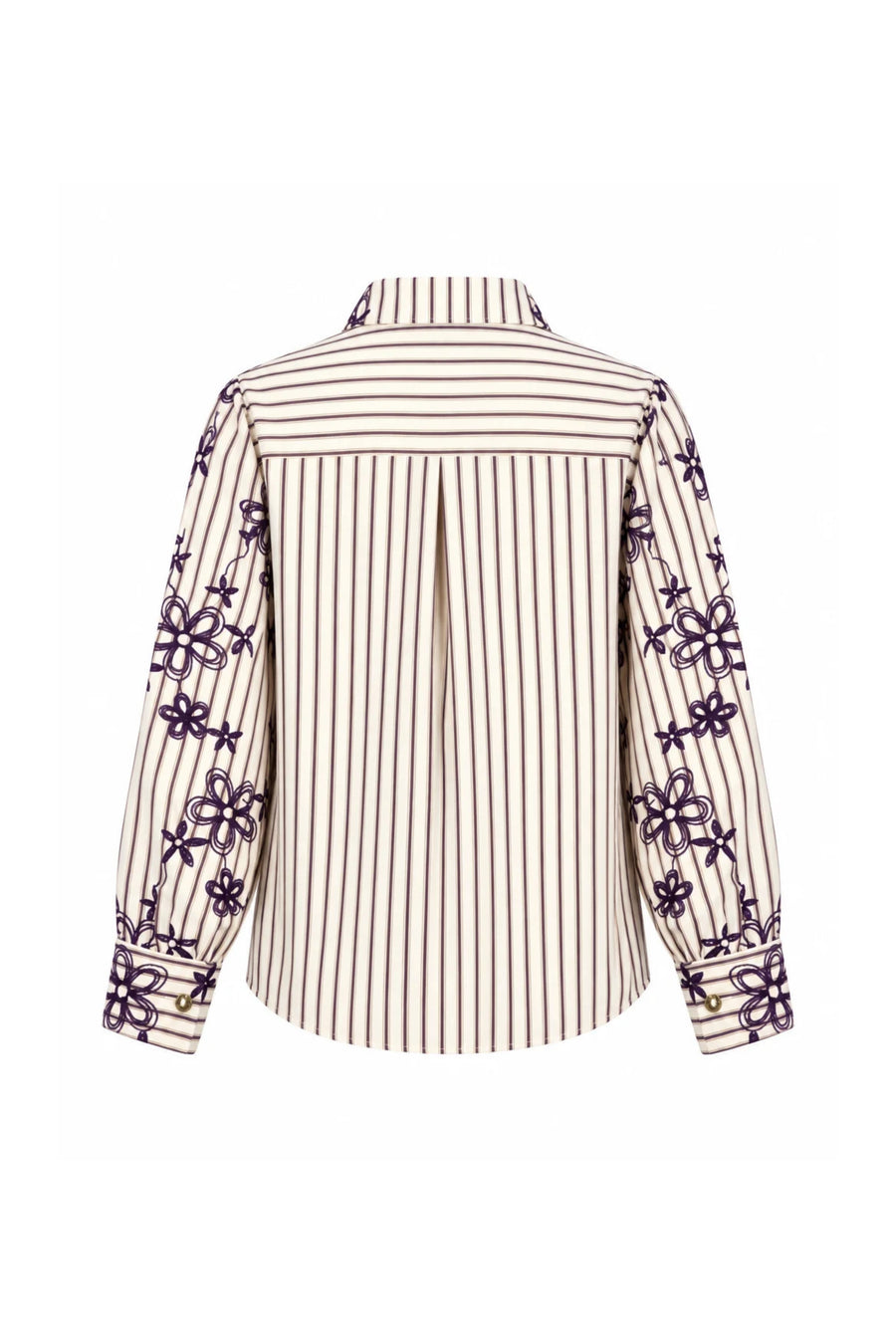 Blouse met gestreept aubergine en zwart van Tramontana, gedetailleerde borduursels, modieus en elegant ontwerp.