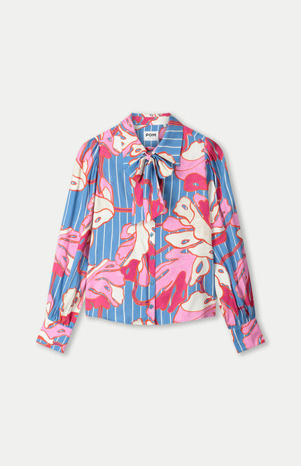 POM Amsterdam Blouse Urban Flora Stripe Multi Colour SP9500 Stretchshop.nl