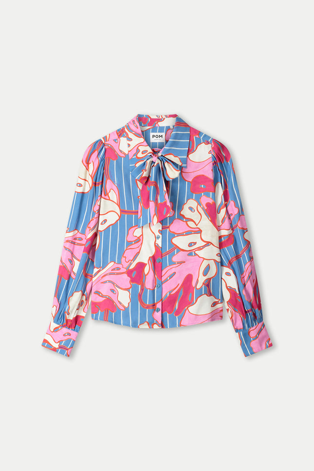 POM Amsterdam Blouse Urban Flora Stripe Multi Colour SP9500 Stretchshop.nl