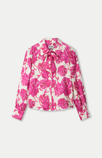 POM Amsterdam Blouse Urban Flora White Multi Colour SP9501 Stretchshop.nl