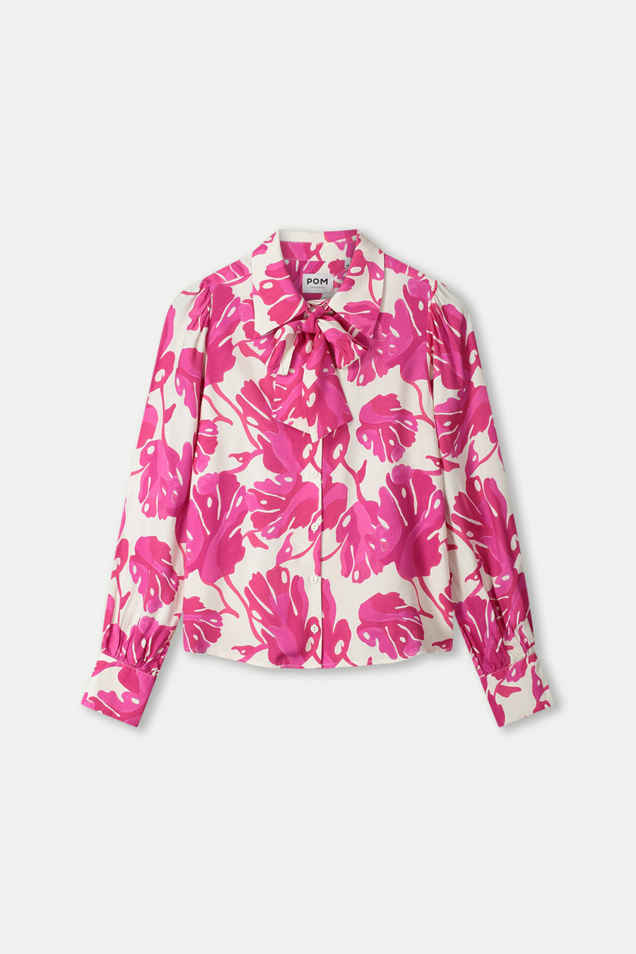 POM Amsterdam Urban Flora witte multikleur blouse met bloemenpatroon, korte mouwen en casual pasvorm.