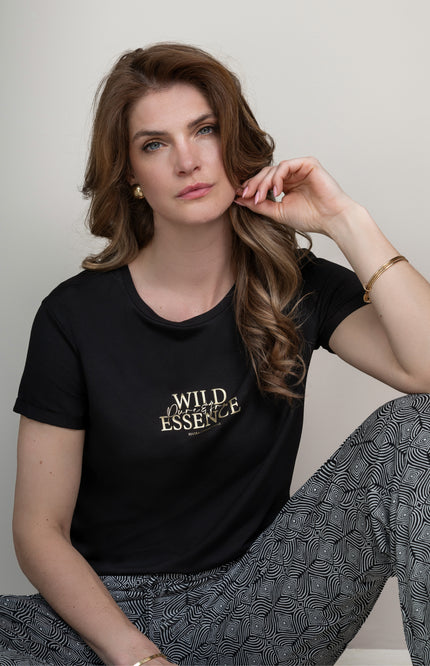 Elvira Casuals T-shirt Wild Essence Black Stretchshop.nl