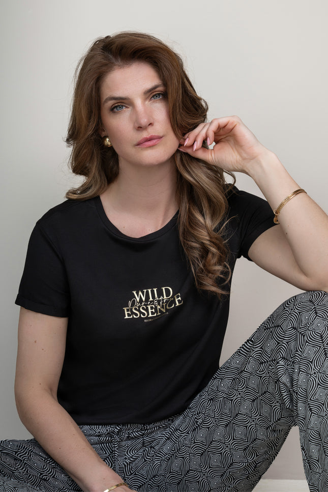 Elvira Casuals T-shirt Wild Essence Black Stretchshop.nl