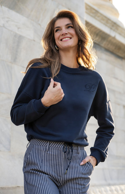 Elvira Casuals Sweater Nathalie Navy Stretchshop.nl