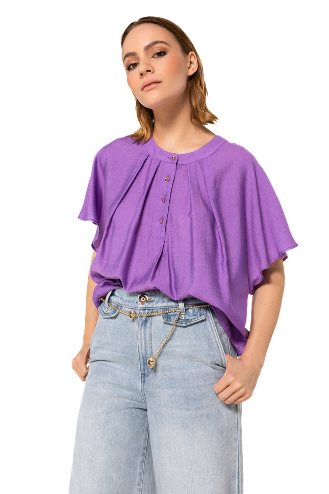 Top Plooidetail Lavander 1697-41